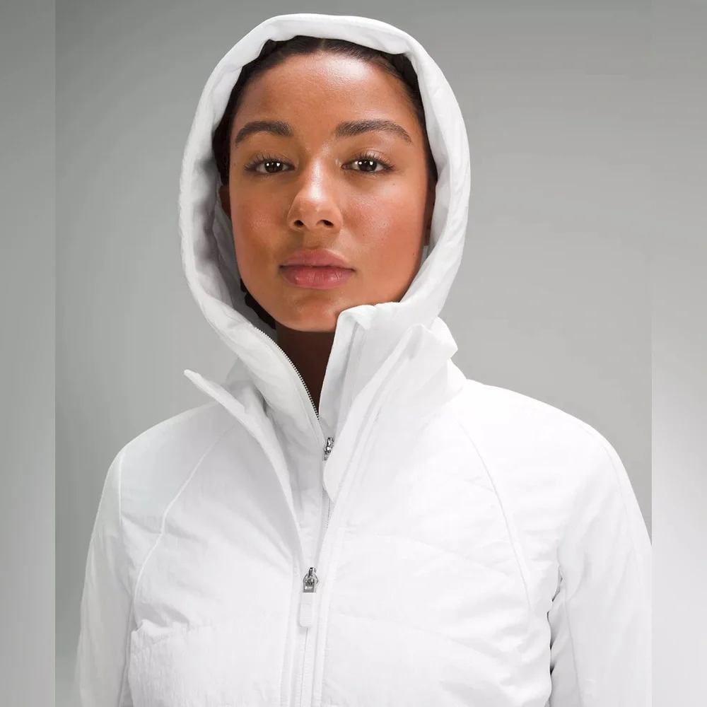 Lululemon Another Mile Puffer Hooded Jacket White Size 4 NWT